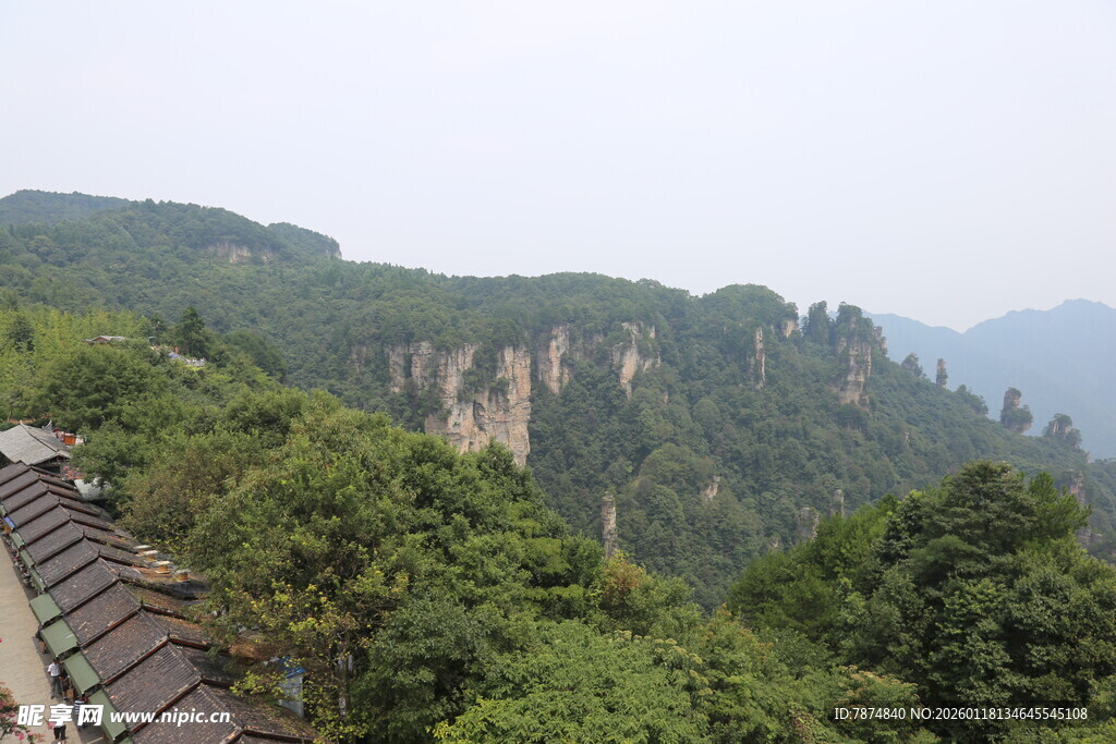 山间美景 葱郁山林与峭壁