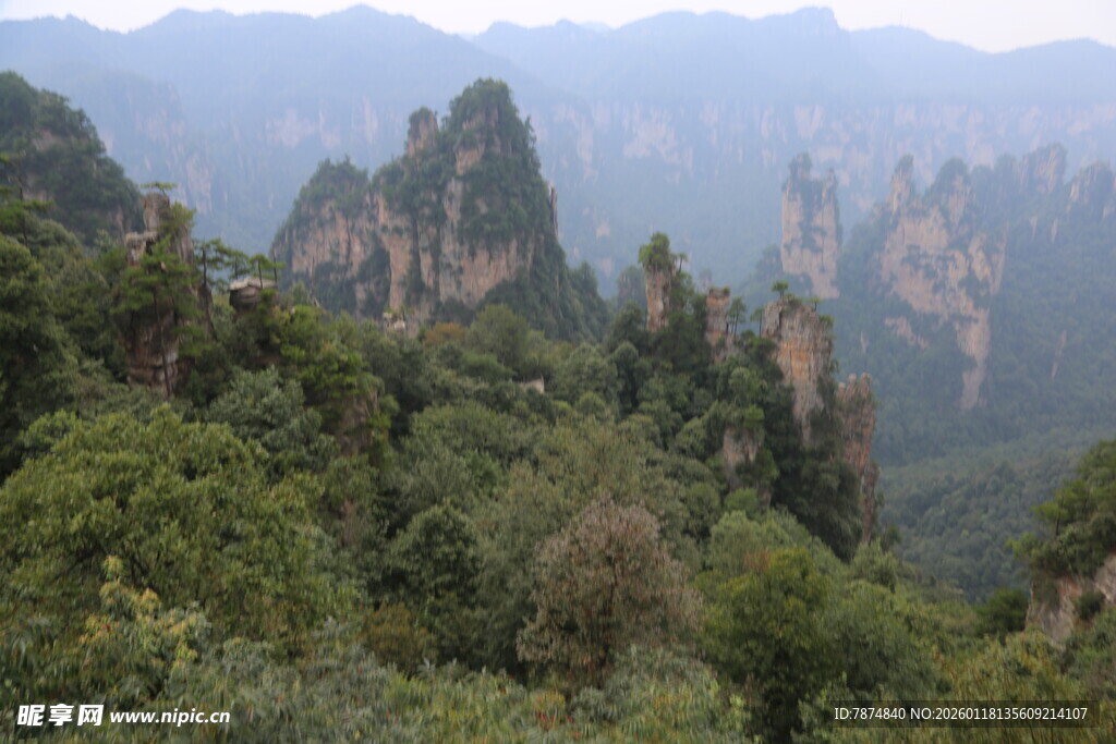 奇峰林立的壮美山林景观