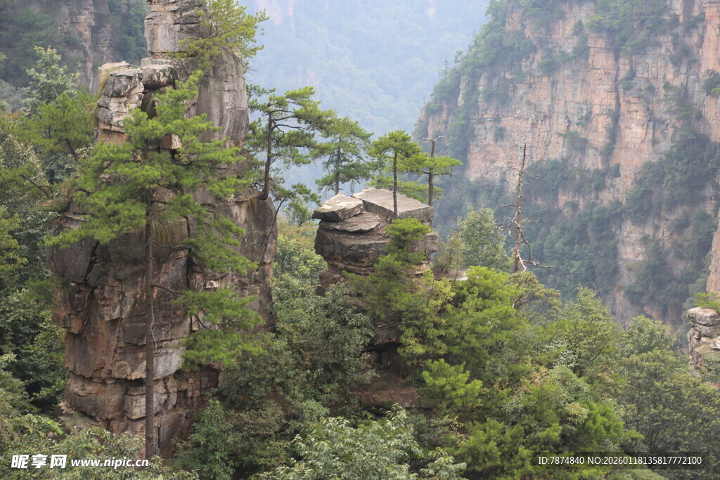 张家界奇峰上的观景台