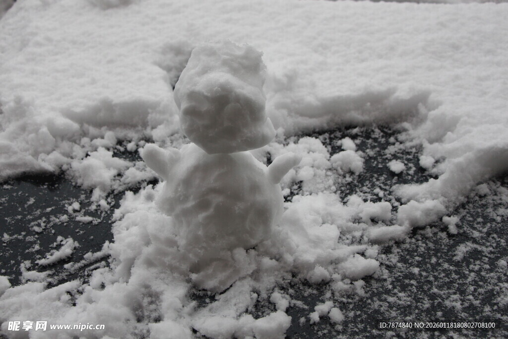 路边的迷你小雪人
