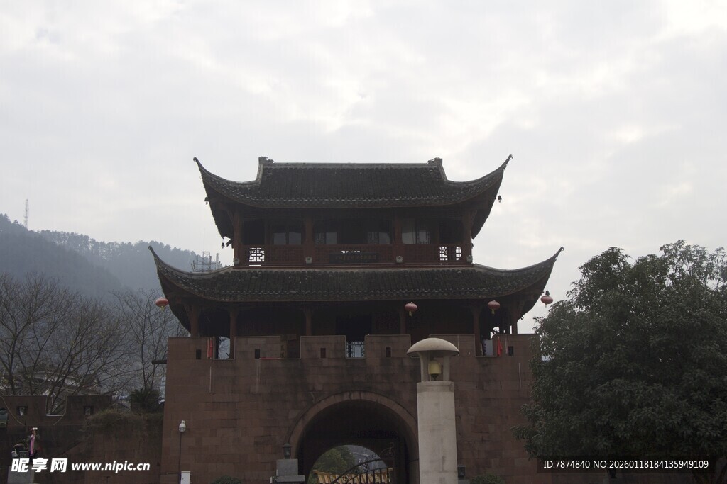 中式古建筑城楼景观