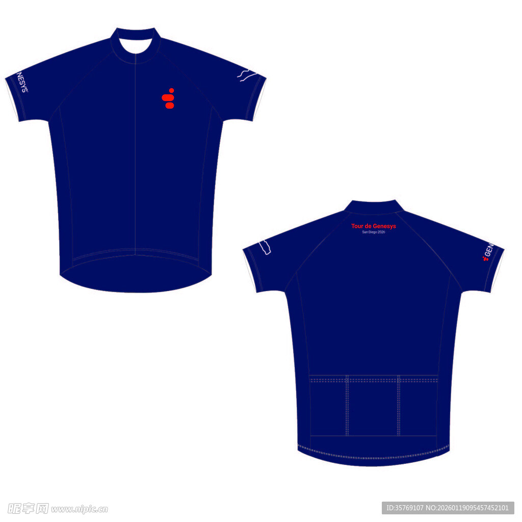 深蓝色短袖骑行服设计图