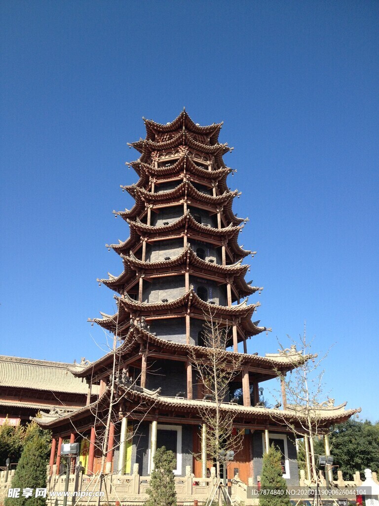 中式多层宝塔建筑景观