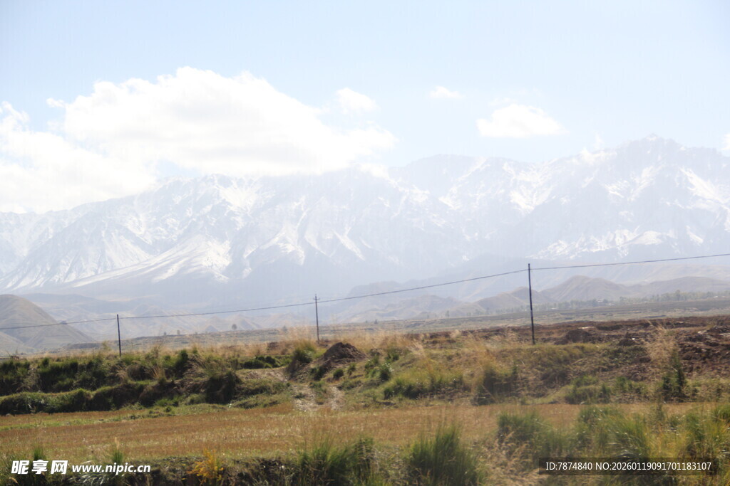 壮丽雪山下的原野风光