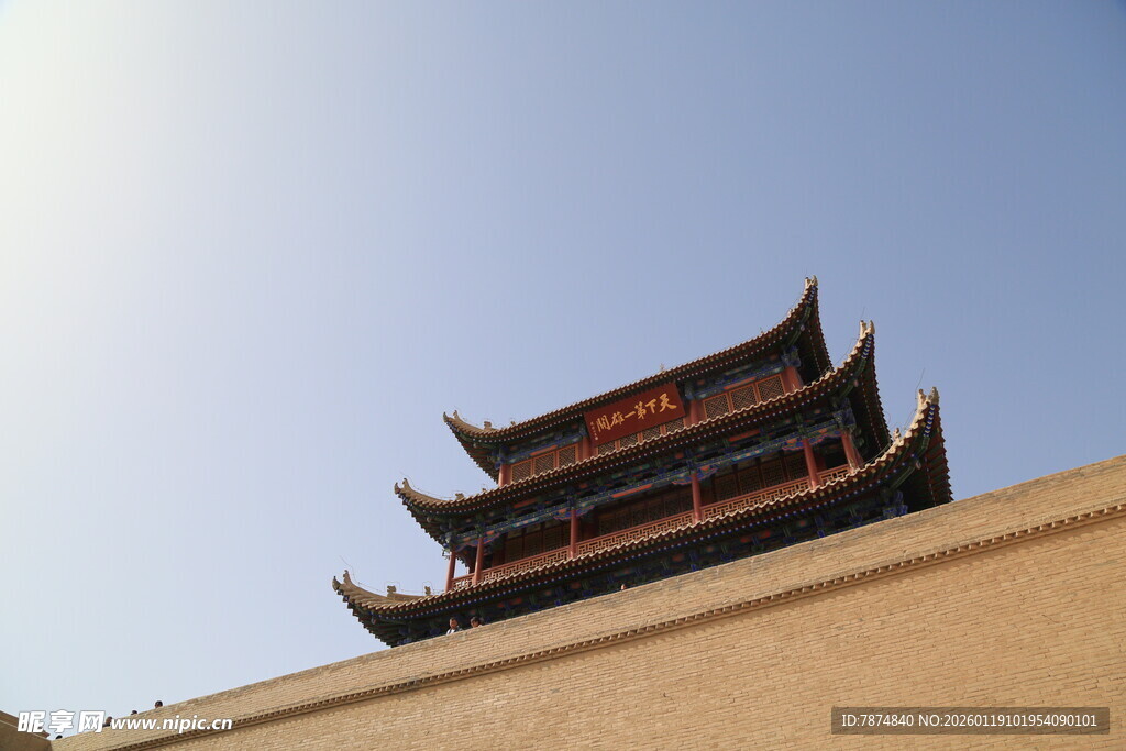 中式古建筑城楼一角