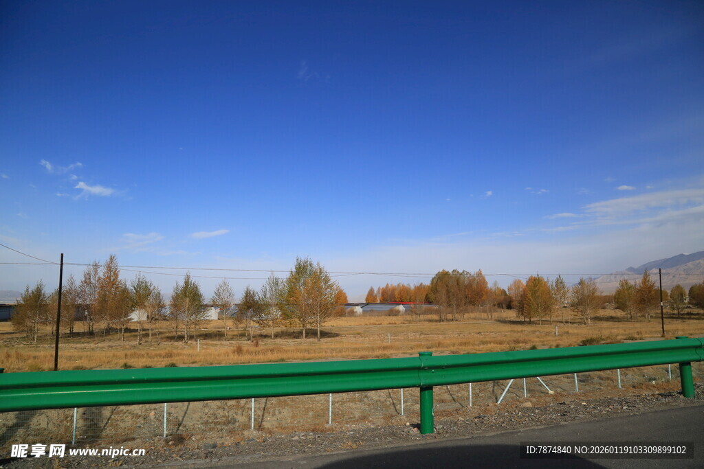 秋日公路边的开阔风景