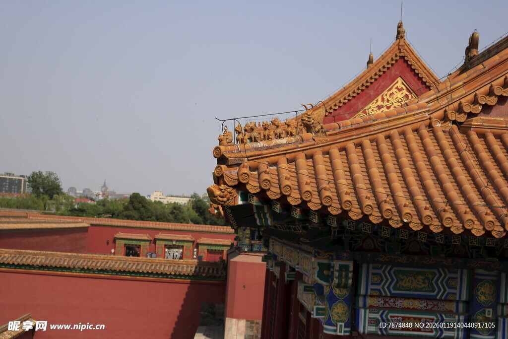 故宫古建筑屋顶特写