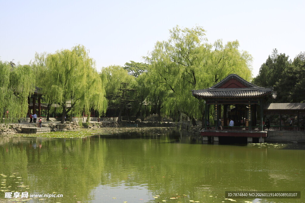 湖畔凉亭 静谧园林景致