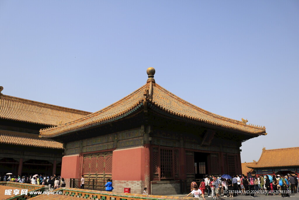 故宫古建筑前的游客景象