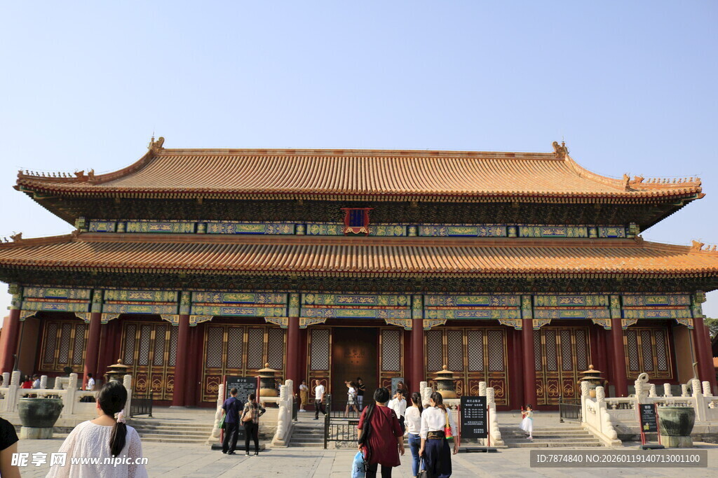 故宫古建筑前的游客身影