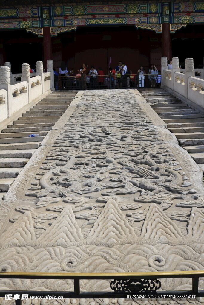 故宫精美汉白玉雕刻御路