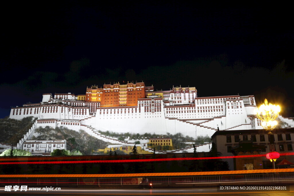 布达拉宫夜景璀璨迷人