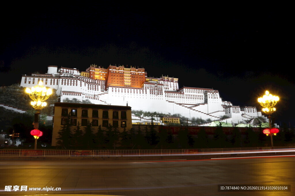 布达拉宫夜景璀璨迷人
