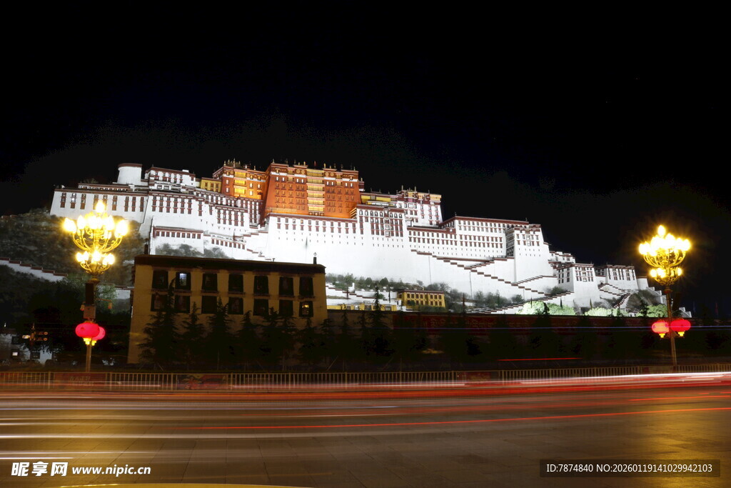 布达拉宫夜景璀璨迷人