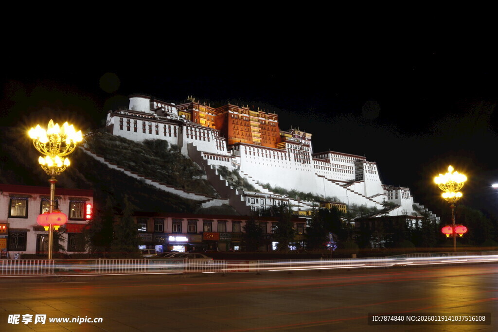 夜幕下的布达拉宫美景