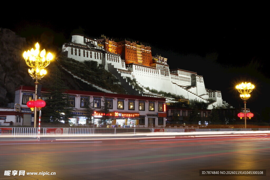 夜幕下的布达拉宫美景