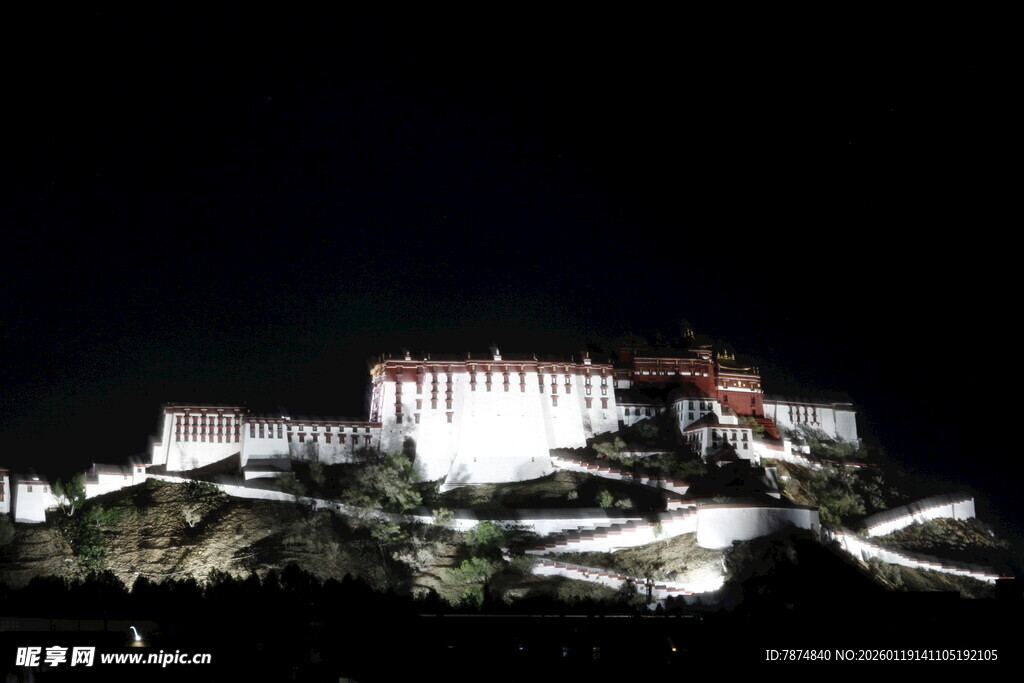 布达拉宫夜景璀璨迷人