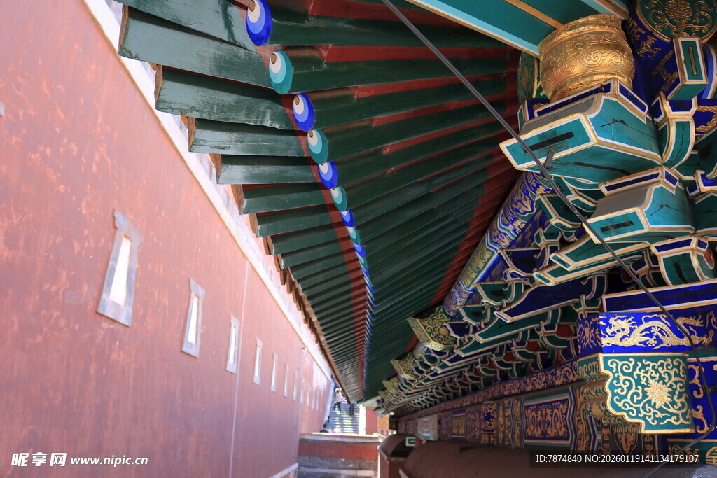 中式古建筑屋檐精美一角