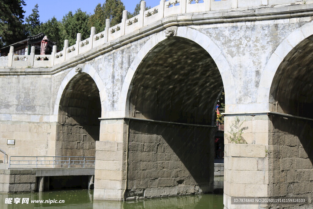 古老石桥横跨绿水之上