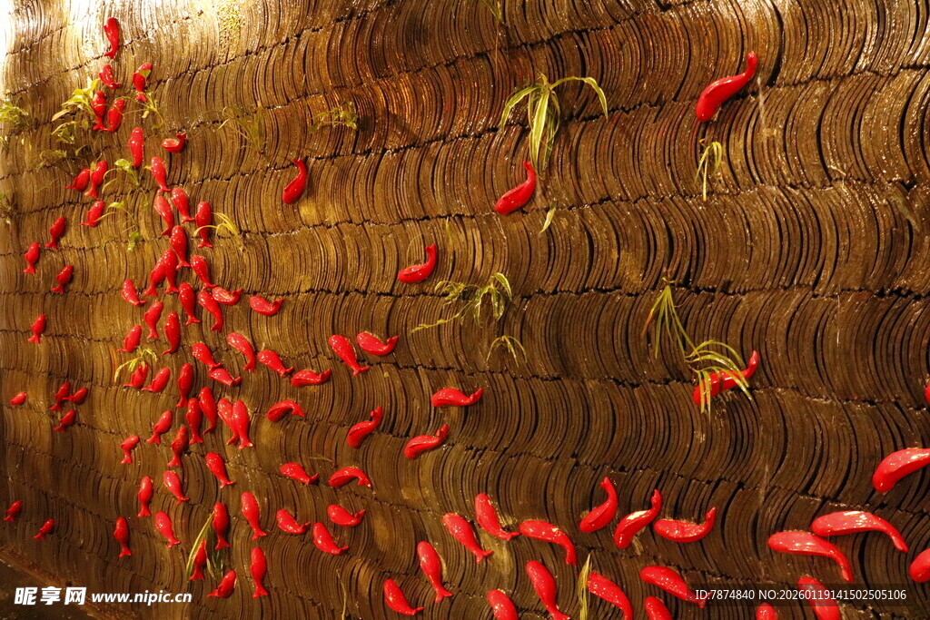 墙上晾晒的红辣椒