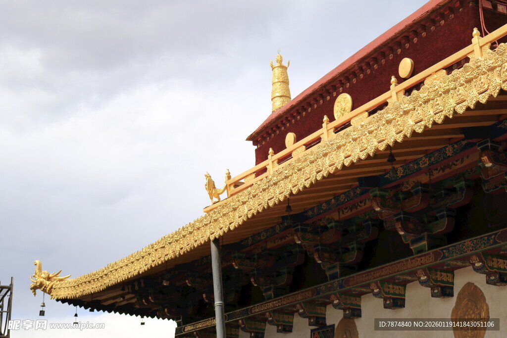 藏式建筑屋檐特写