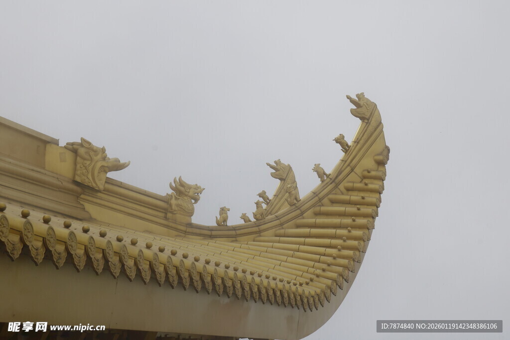 中式古建筑飞檐特写