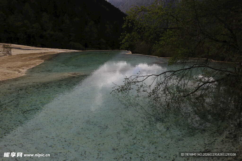 清澈溪流中的白色水花