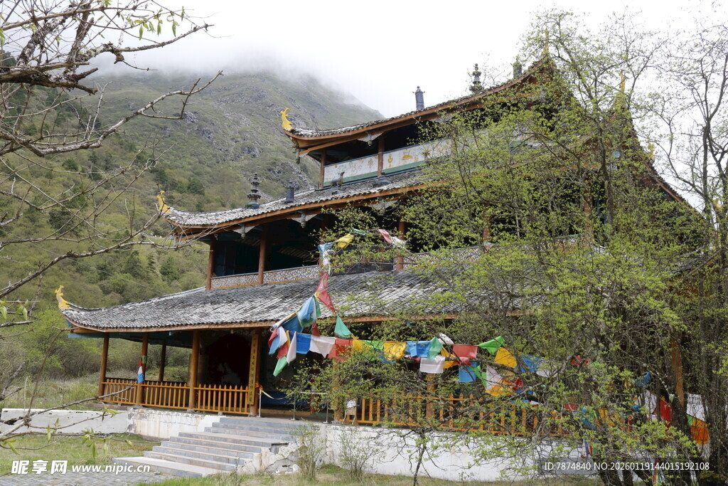 山林中的传统中式古建筑