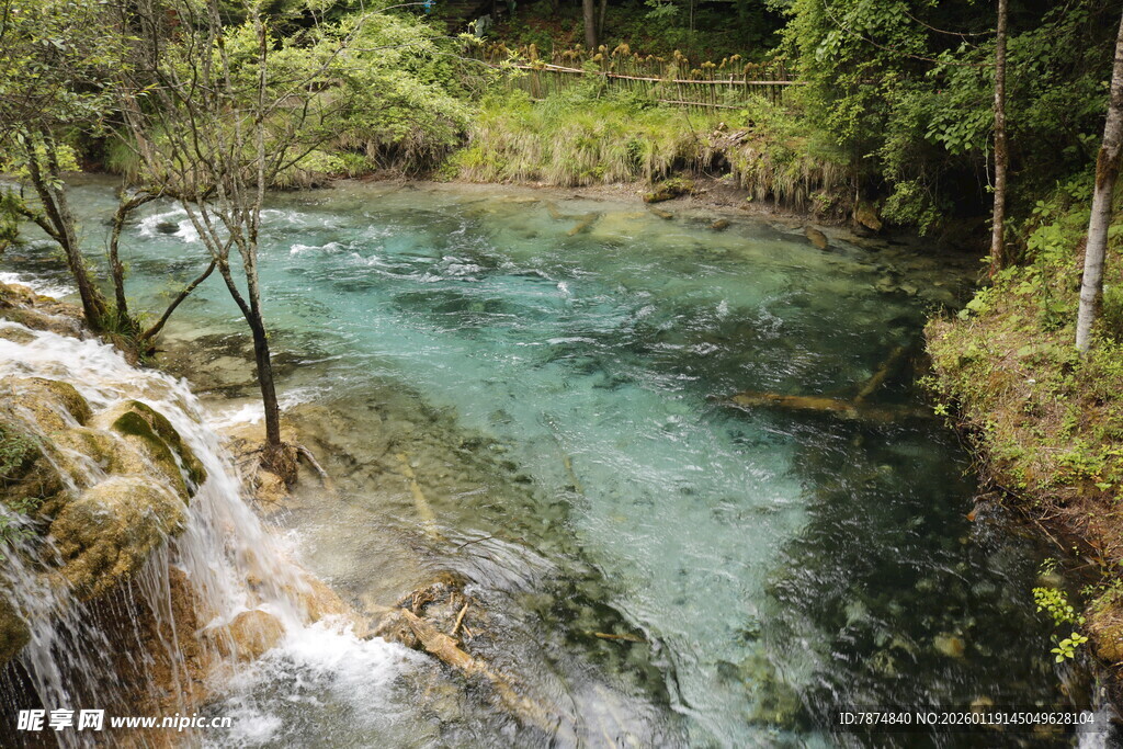山间清透溪流美景