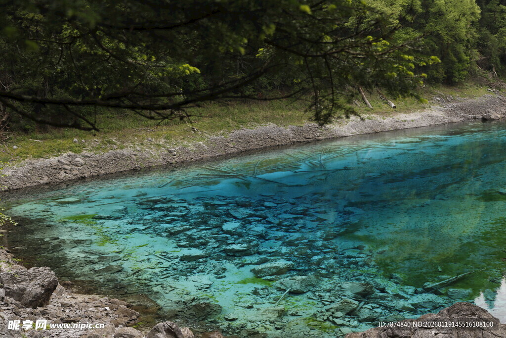 清澈蓝绿潭水 自然美景