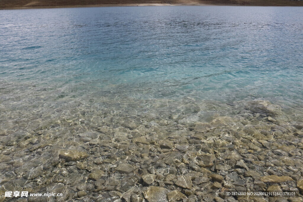 清澈浅滩水底碎石景观