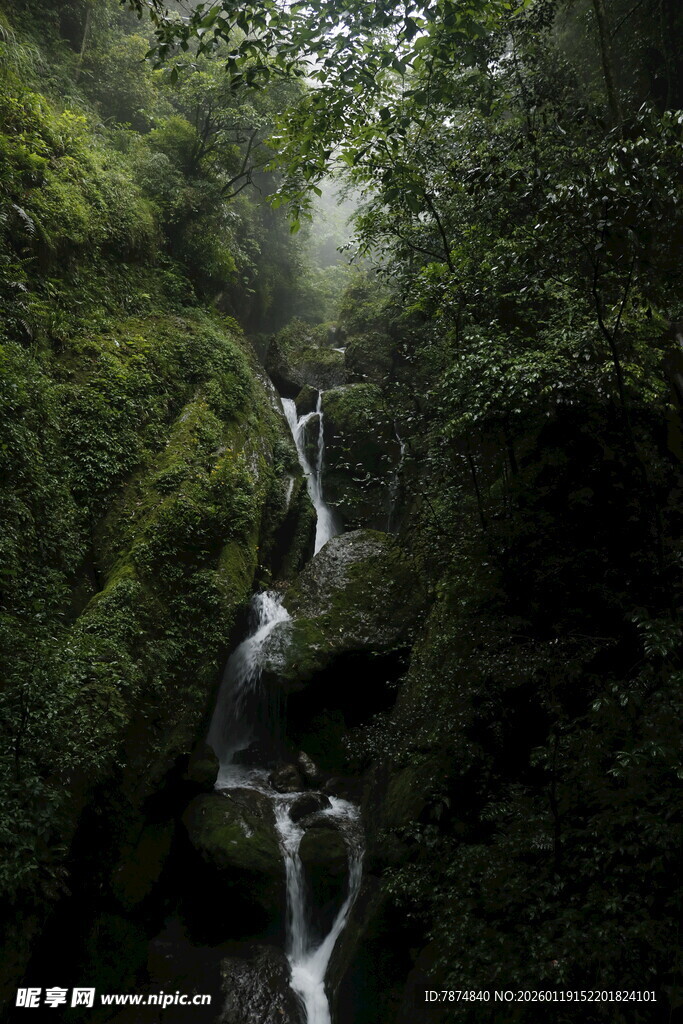 山林间的隐秘瀑布景观