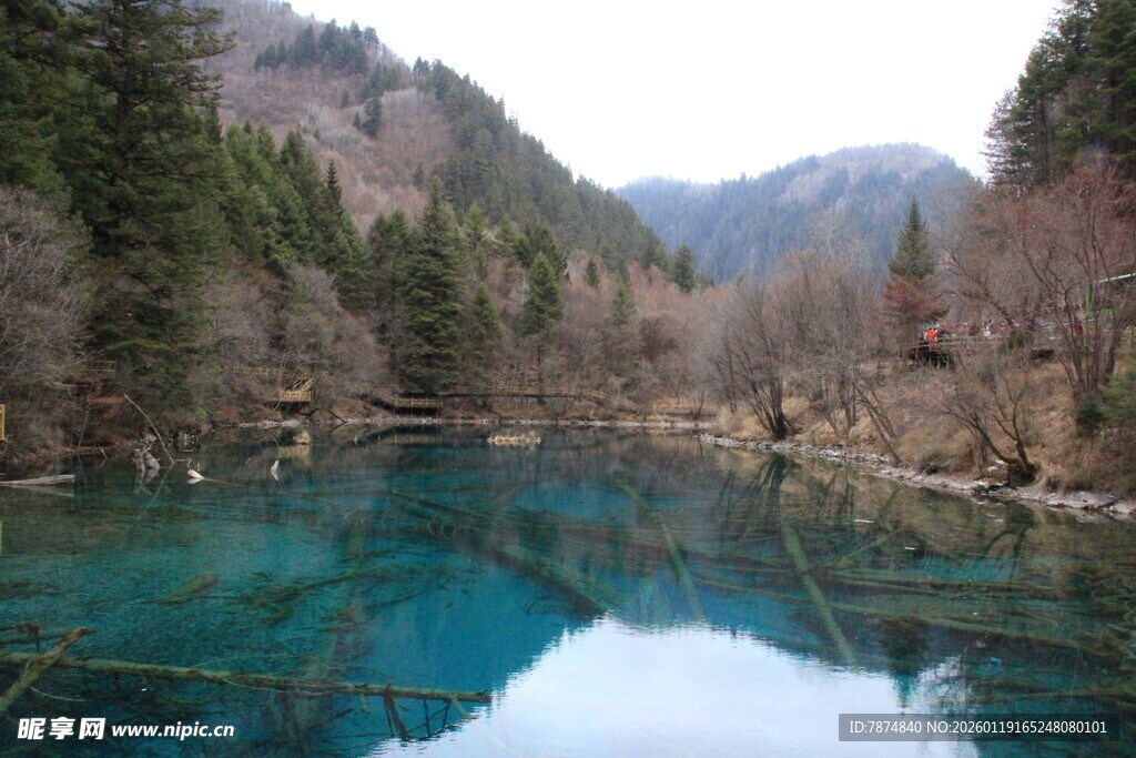 九寨沟绝美清澈湖泊景观