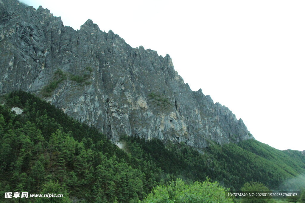 巍峨山峦与葱郁植被