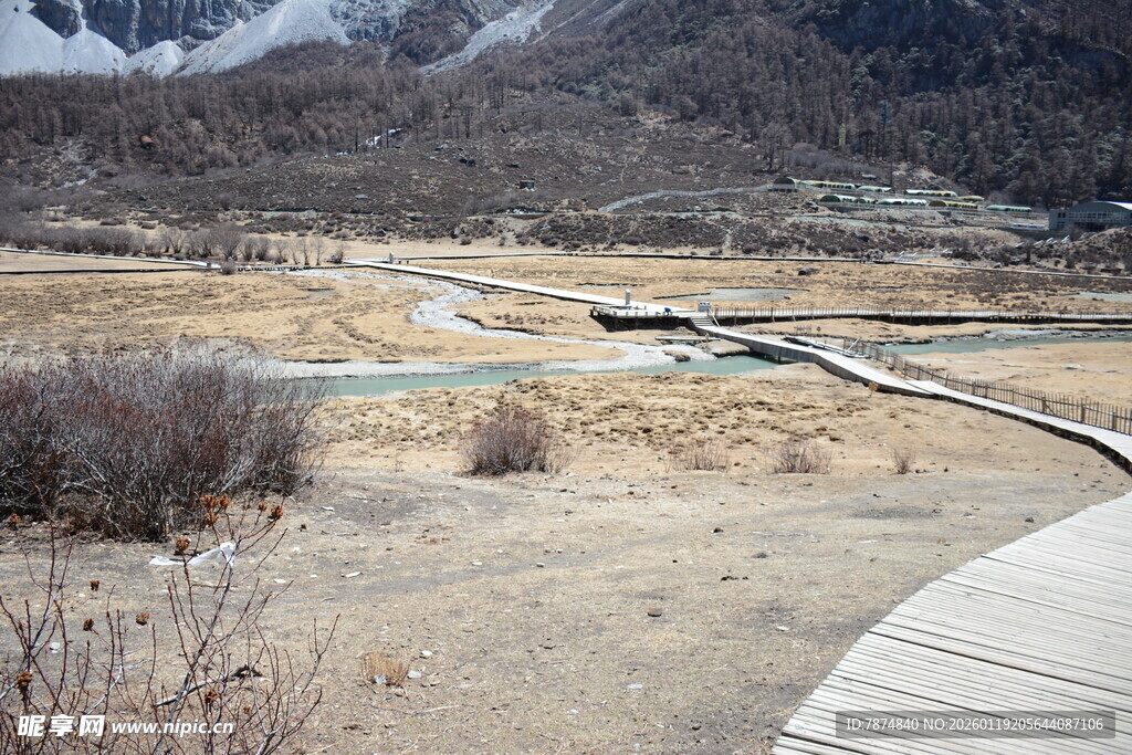 山间木栈道风景
