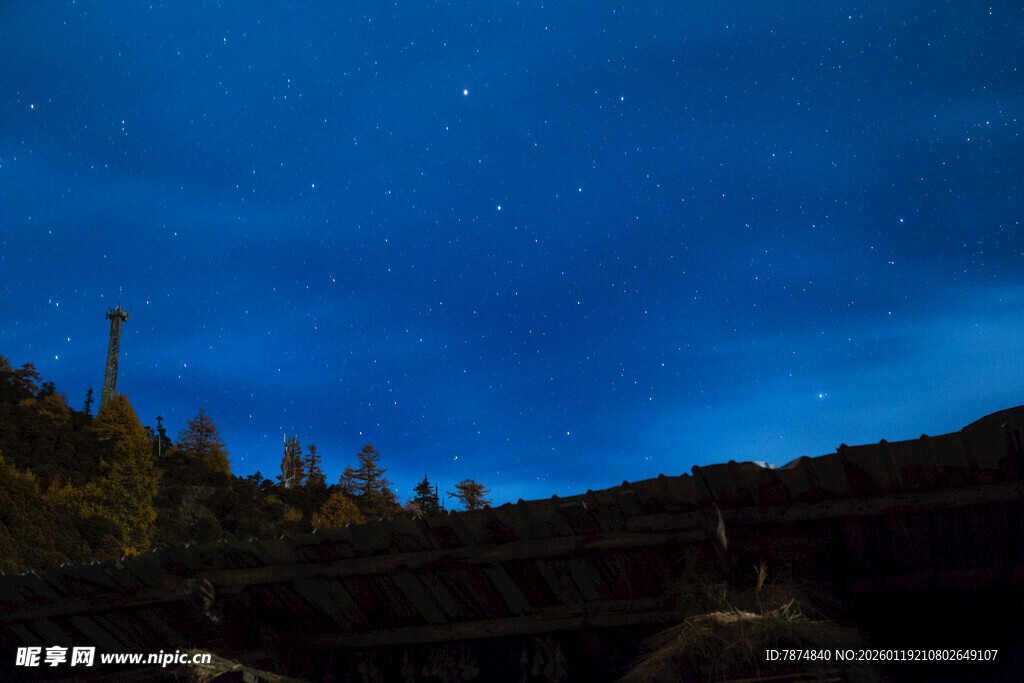 夜空下的山林景观