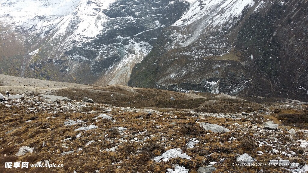 雪山下的荒野景观