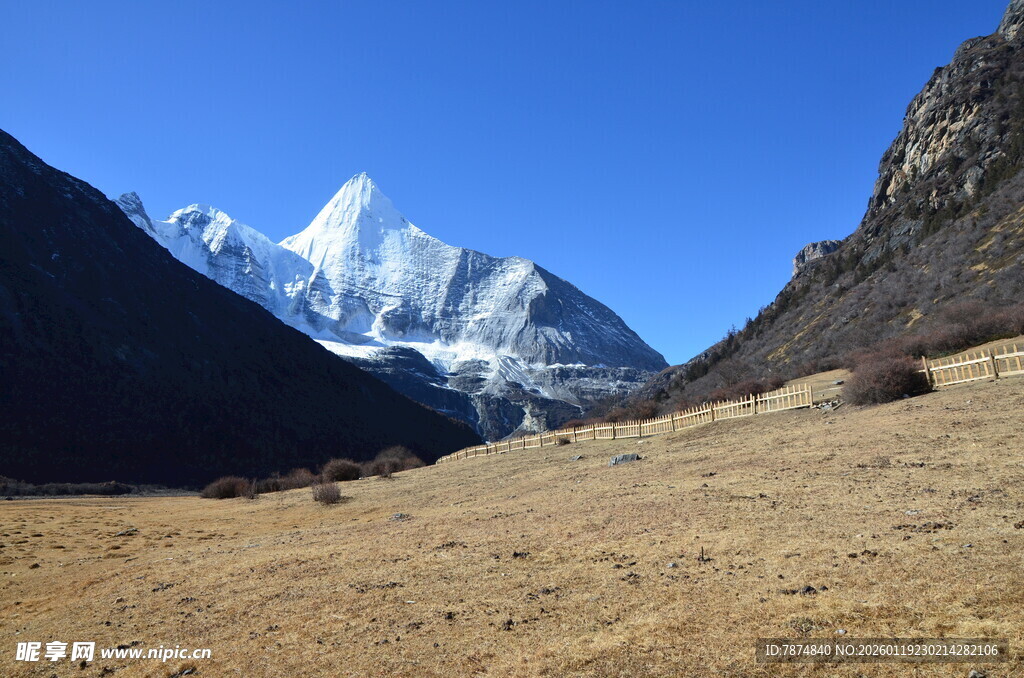 巍峨雪山下的广袤原野