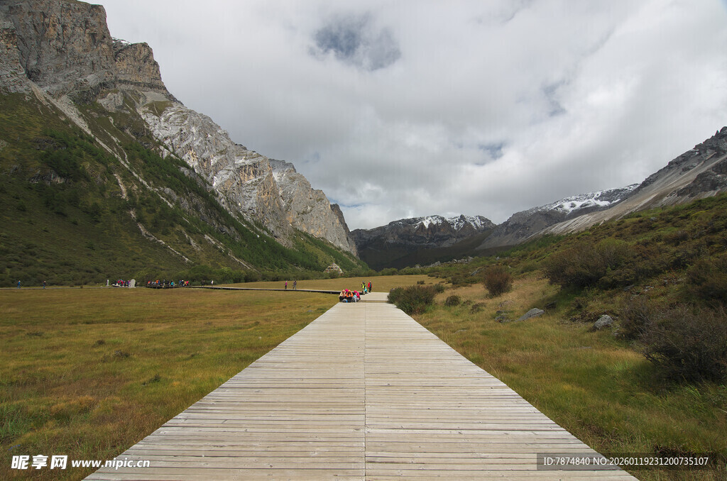 山间木栈道 自然风光美