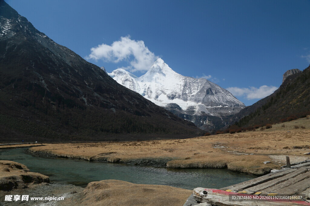 雪山下的河谷风光