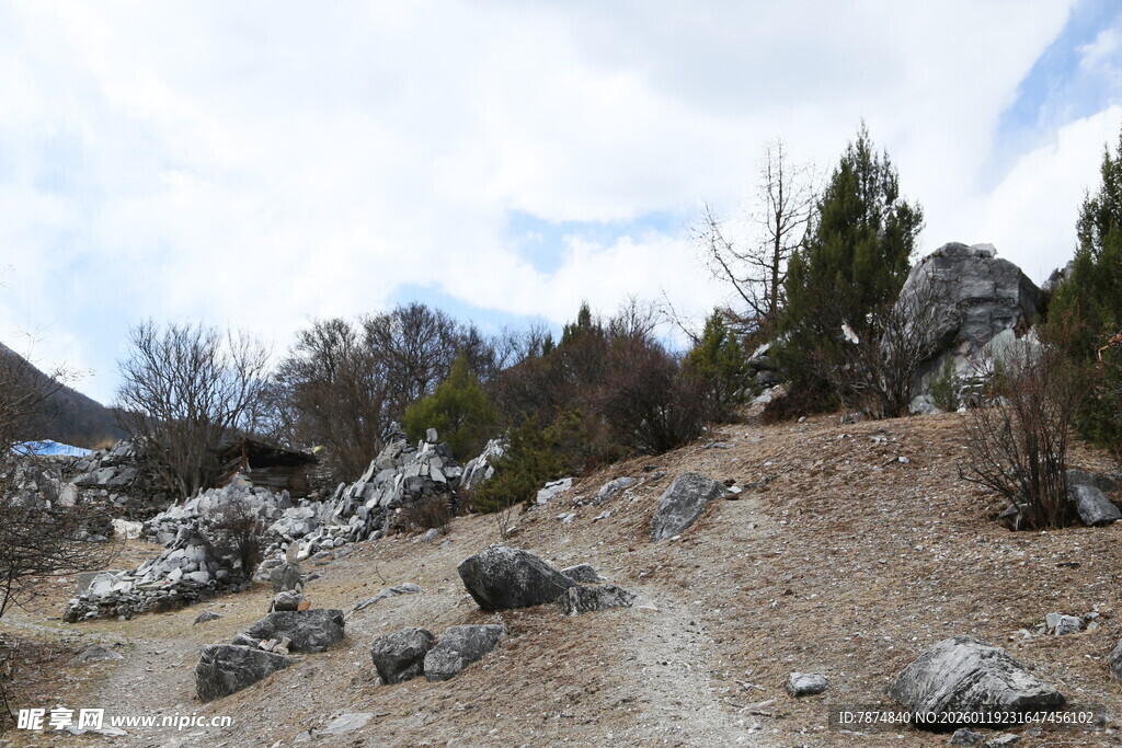 山间碎石小径风景