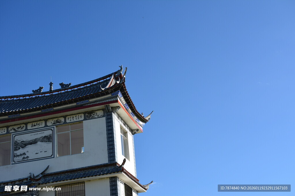日式古建筑屋顶特写