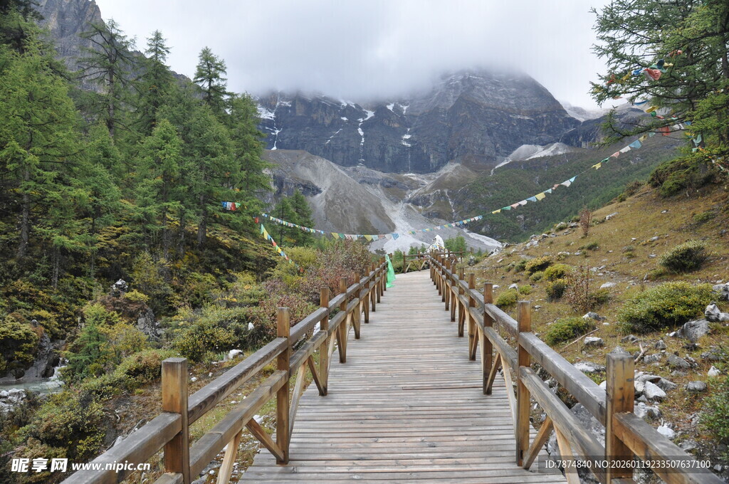 山间木栈道 美景入画来 稻城