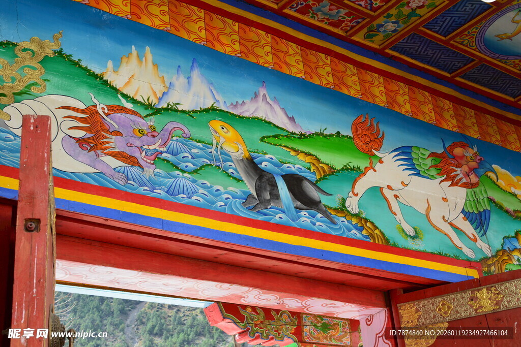 精美传统壁画艺术展示 稻城