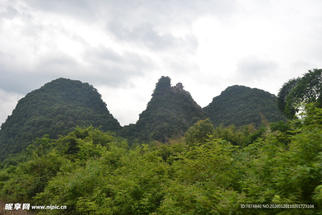 秀丽山峦与繁茂植被景观
