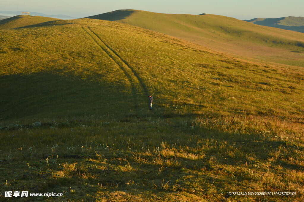 草原车辙 黄昏下的自然美景