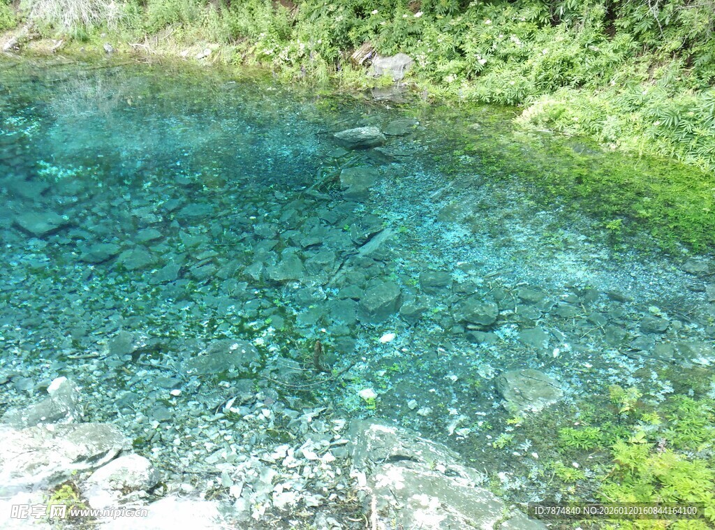 清澈碧绿的山间幽潭