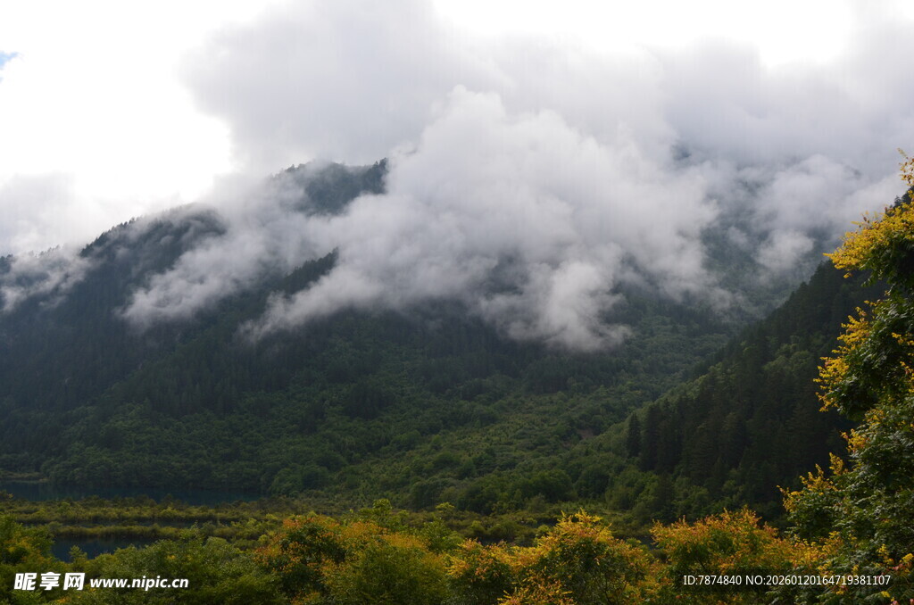 云雾缭绕的山间美景