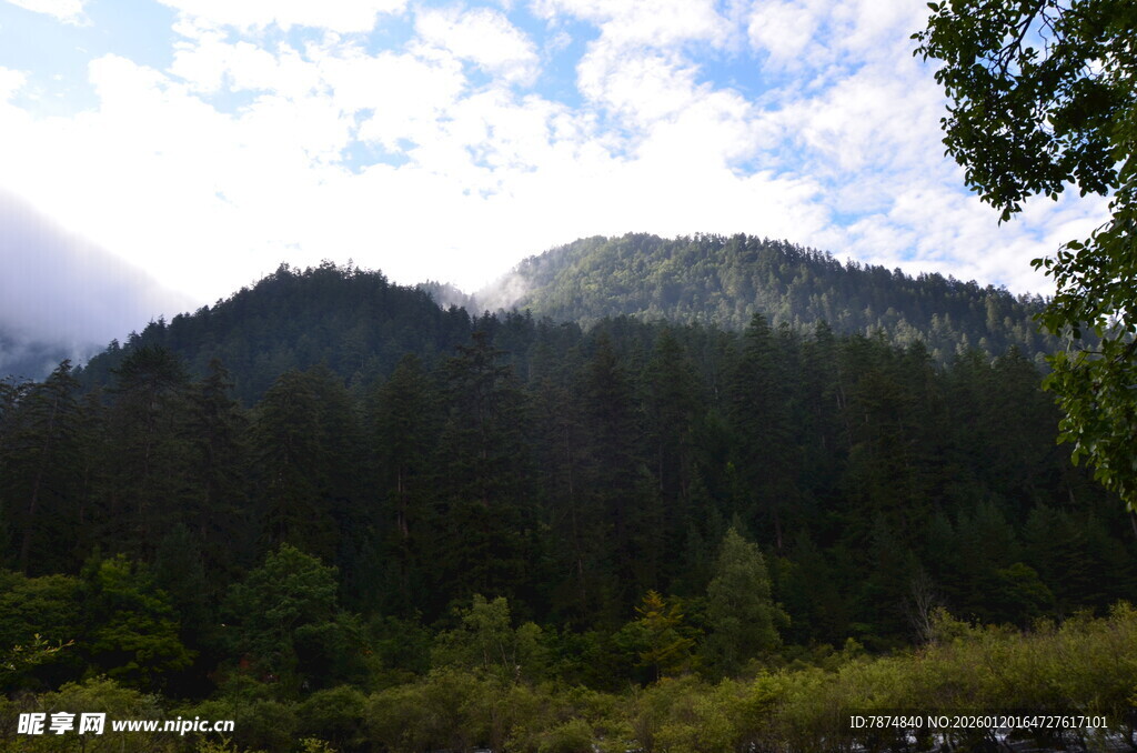 山林云雾缭绕的自然美景