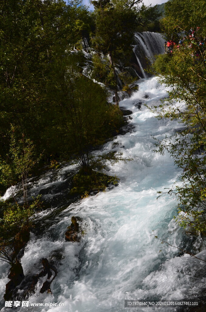 山间湍急溪流景观